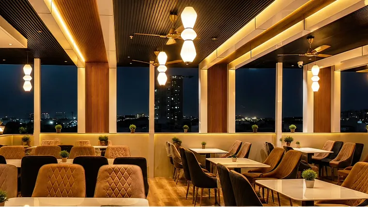 Rooftop restaurant open-air dining space