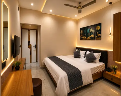 Guest room interior at Erleen Hotel Indore